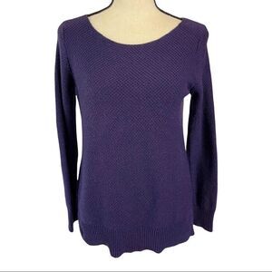 Gap Modern Eggplant Purple Waffle Knit Long Sleeve Boatneck Sweater